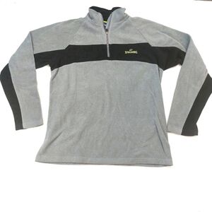 SPALDING MEN'S GRAY AND BLACK LONG SLEEVE FLEECE QUARTER ZIP SWEATSHIRT SIZE L